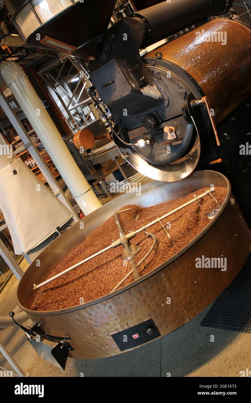 Coffee Barista at the Starbuck's Roasters in Seattle Washington Stock