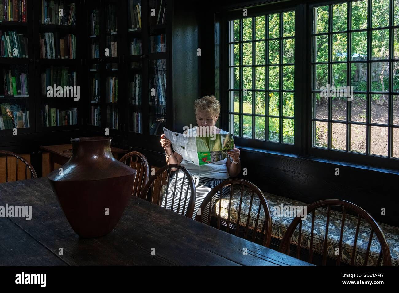 Visitor at Henriette Granville Suhr Library at the Berkshire Botanical