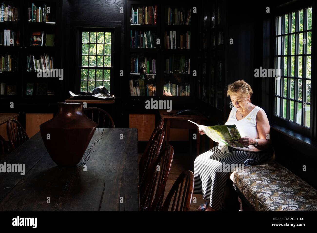 Visitor at Henriette Granville Suhr Library at the Berkshire Botanical