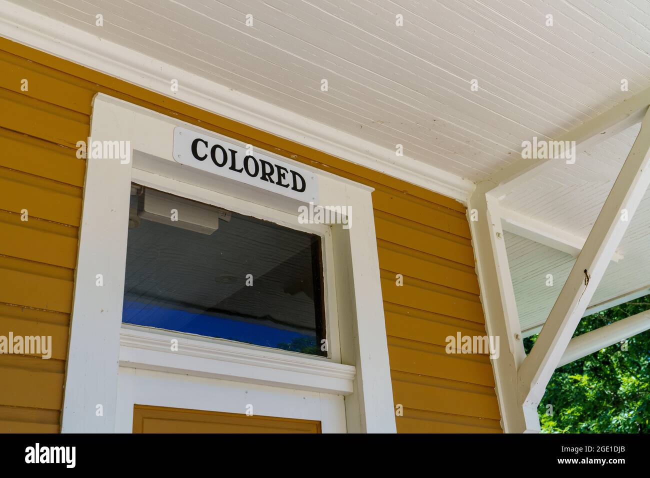 The Colored Waiting Room sign at the segregated Montpelier Train Station in Virginia. Stock Photo