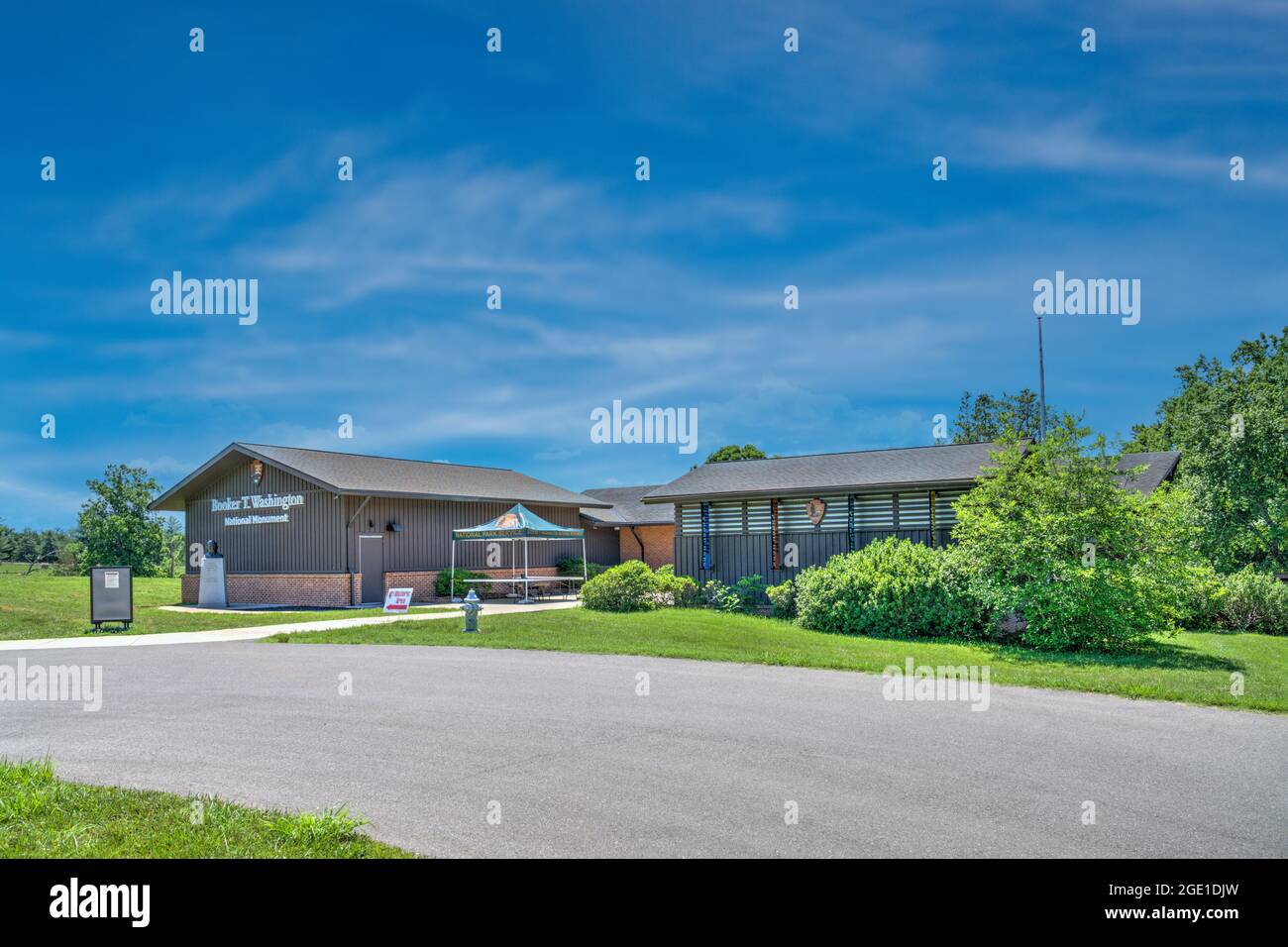 The Visitor Center of the Booker T. Washington National Monument in Hardy, Virginia. Stock Photo