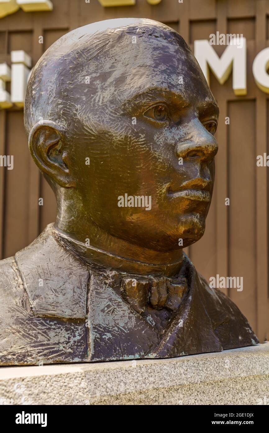 Close Up Of The Bust Of Booker Taliaferro Washington Outside The Visitor Center Of The Booker T 