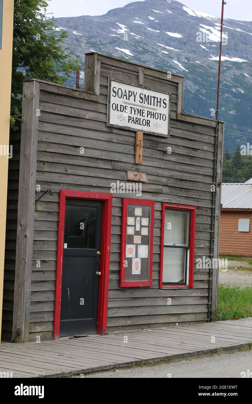 Historic Skagway and various buildings in town Stock Photo