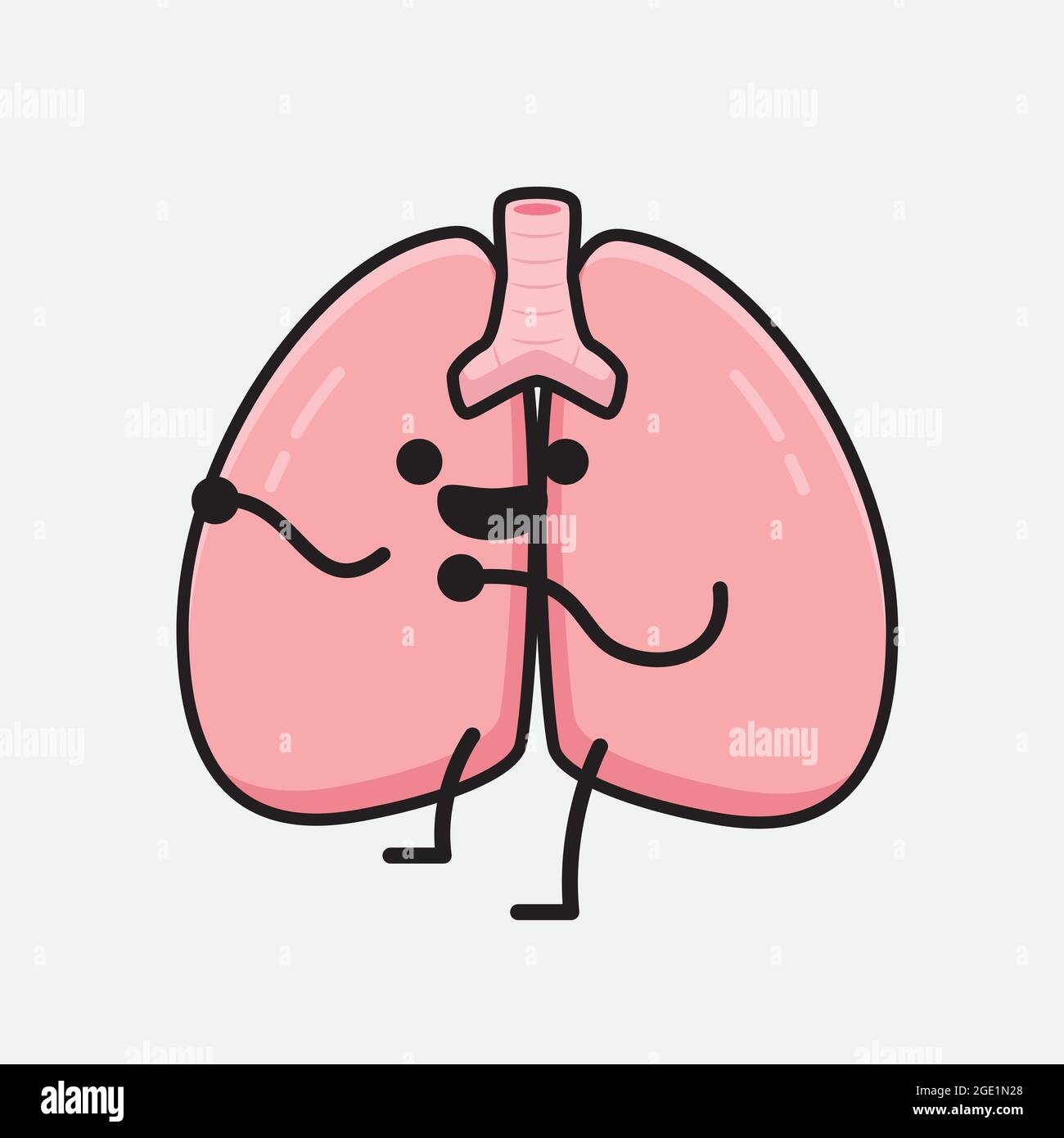 Vector Illustration of Lungs Character with cute face and simple body ...