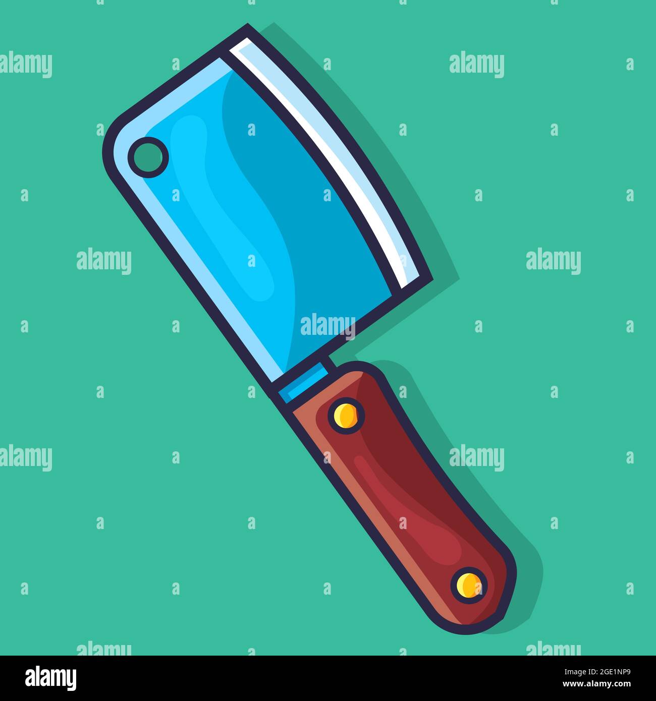 cleaver knife kitchen utensil  isolated cartoon vector illustration in flat style Stock Vector