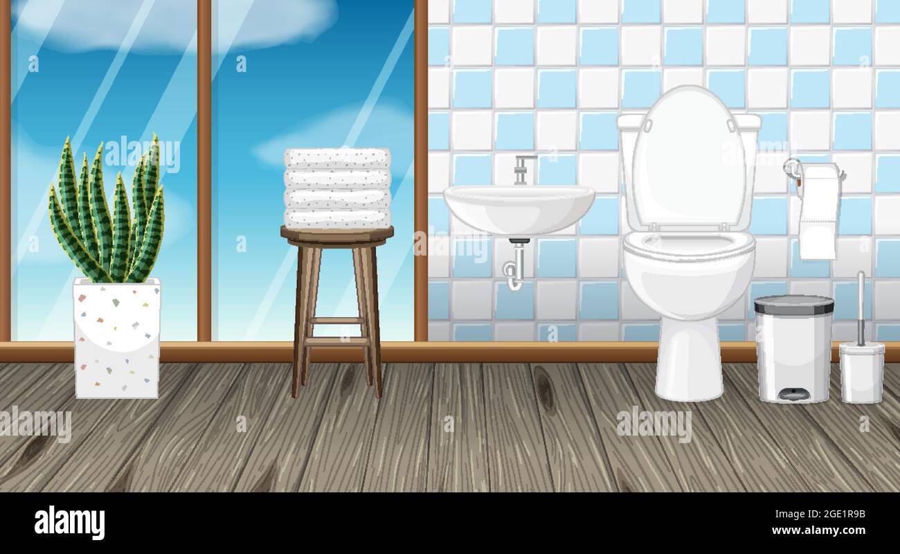 Bathroom interior design with furniture illustration Stock Vector Image ...