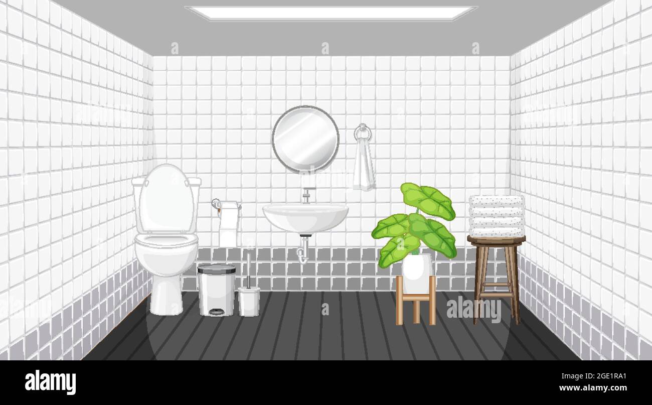 Bathroom interior design with furniture illustration Stock Vector Image ...