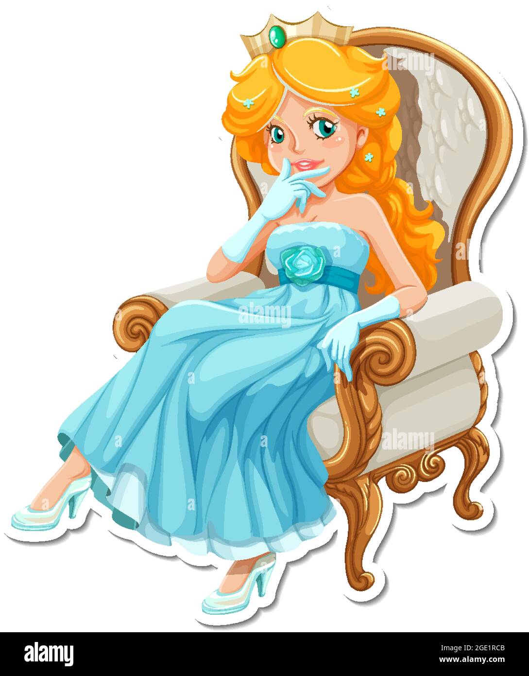 Beautiful Princess Cartoon Character Sticker Illustration Stock Vector Image And Art Alamy