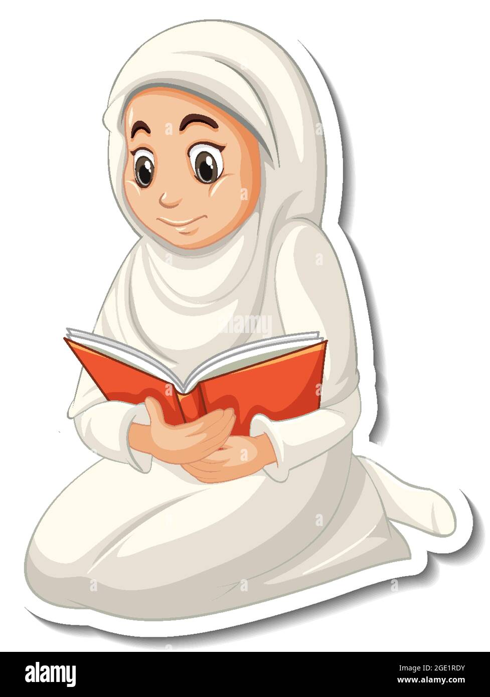A sticker template with Muslim girl praying cartoon character illustration  Stock Vector Image & Art - Alamy
