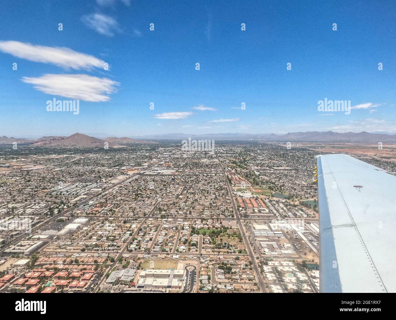 Flight flying over Phoenix, Arizona, USA Stock Photo