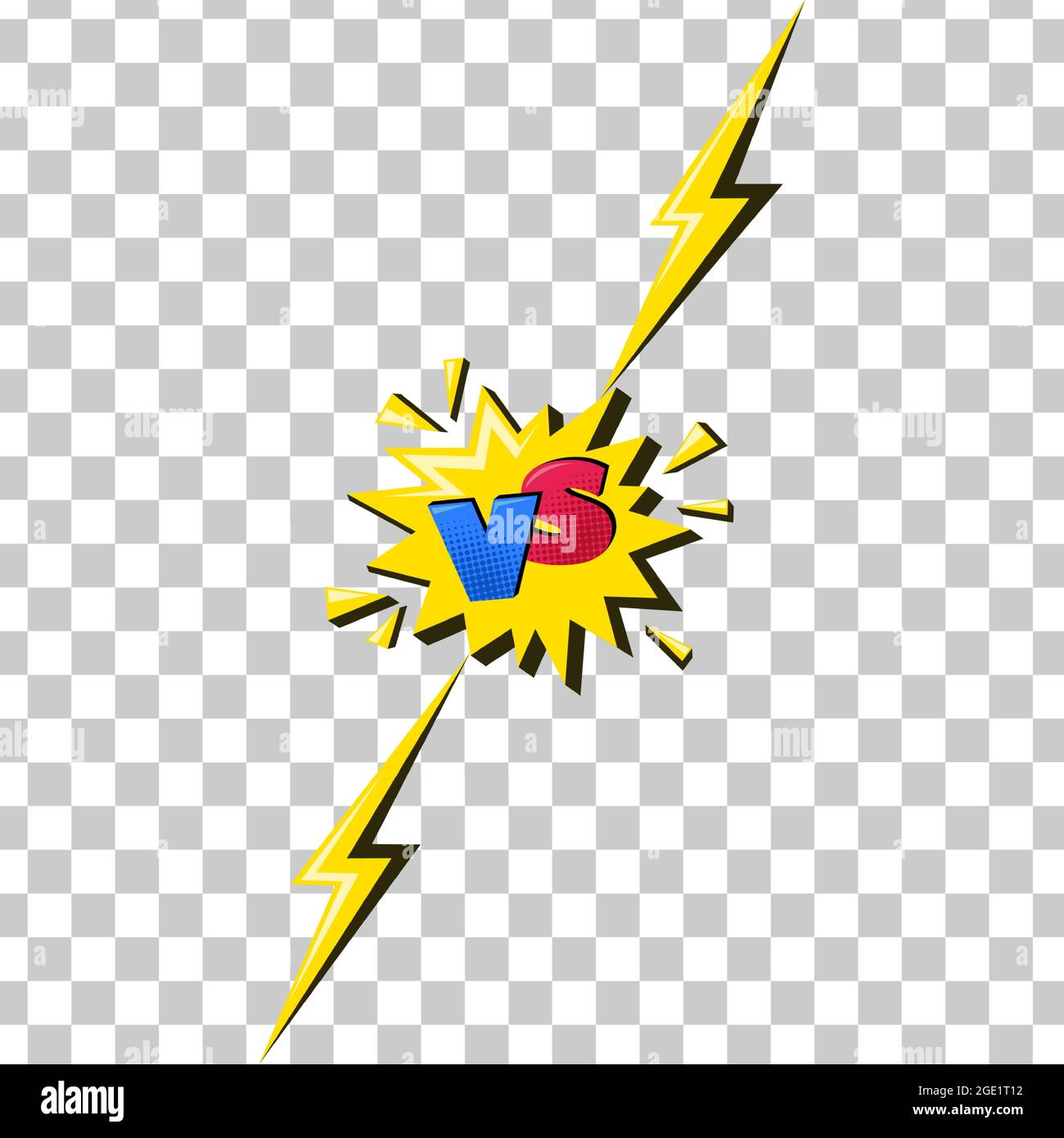 Lightning with versus sign. Comic challenge symbol with yellow flash and vs  letters. Vector illustration isolated in transparent background Stock  Vector Image & Art - Alamy