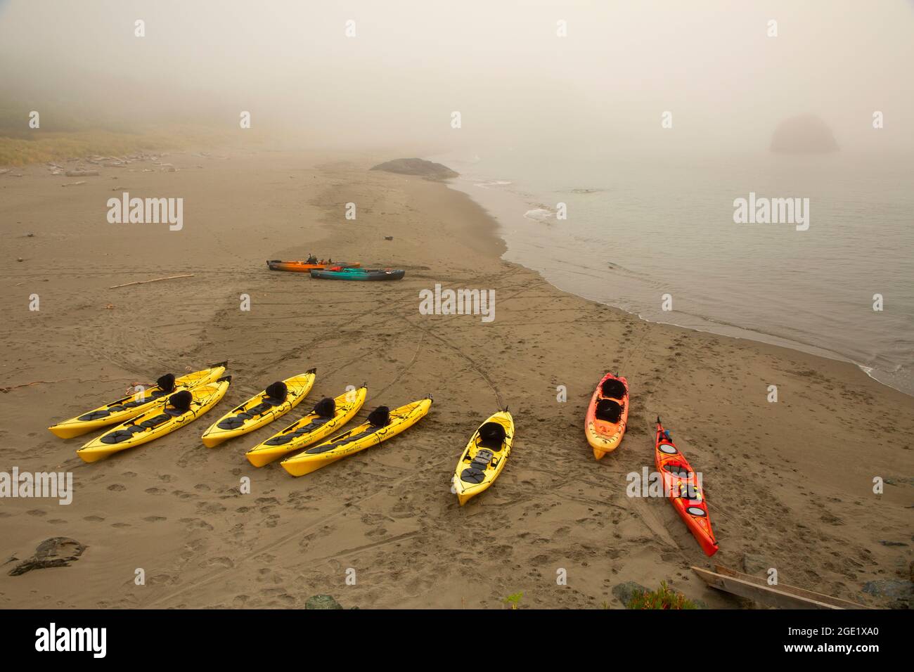 Kayaks on Dock Beach, Port Orford, Oregon Stock Photo Alamy