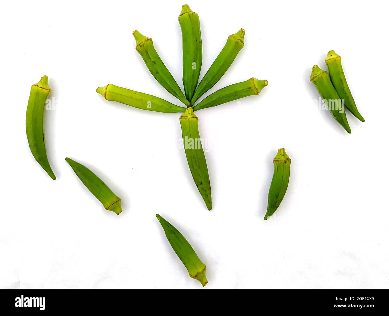Raw okra or ladyfingers isolated on white background Stock Photo Alamy