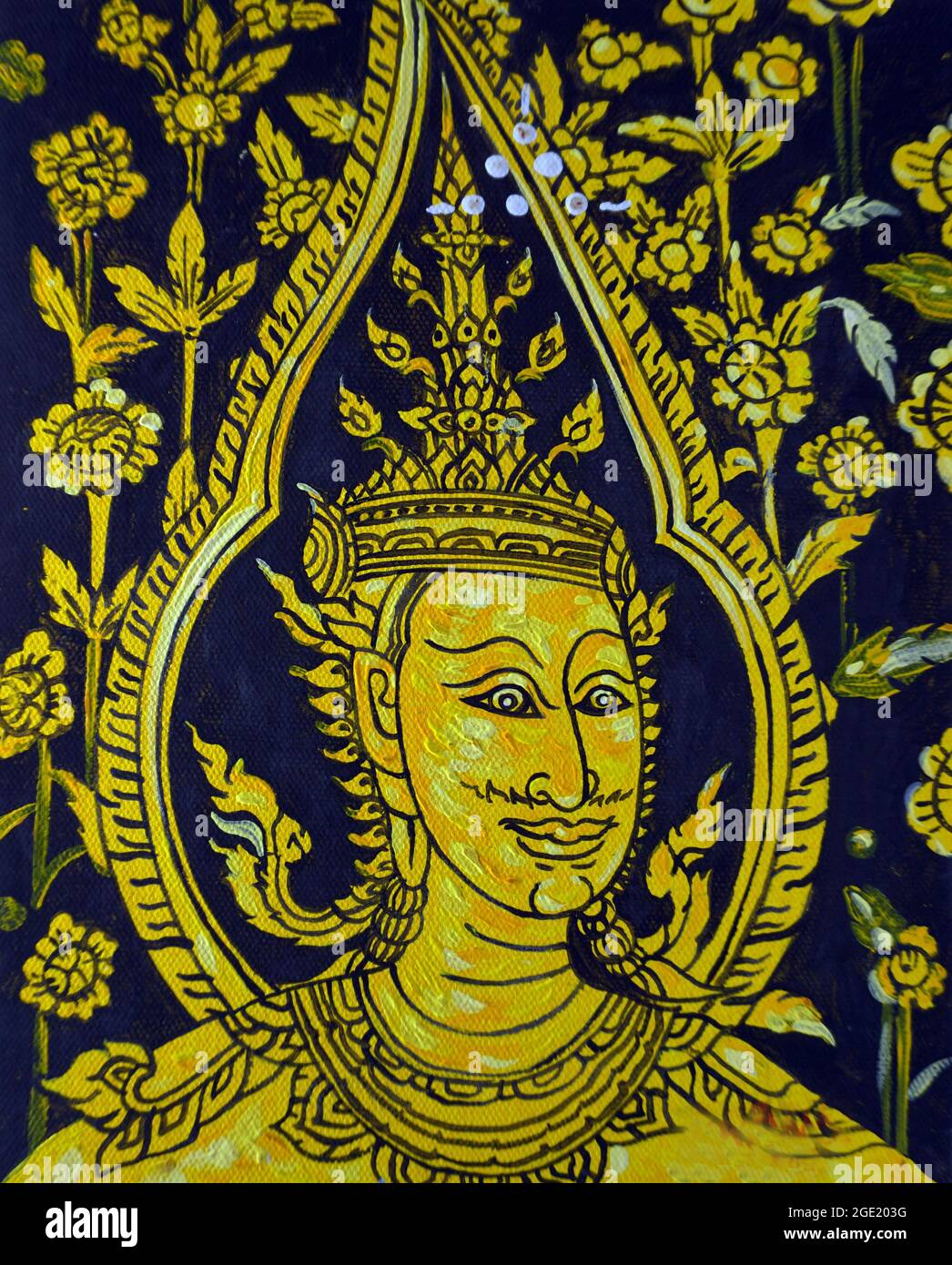 art   oil painting art  thai  pattern  at  temple Stock Photo