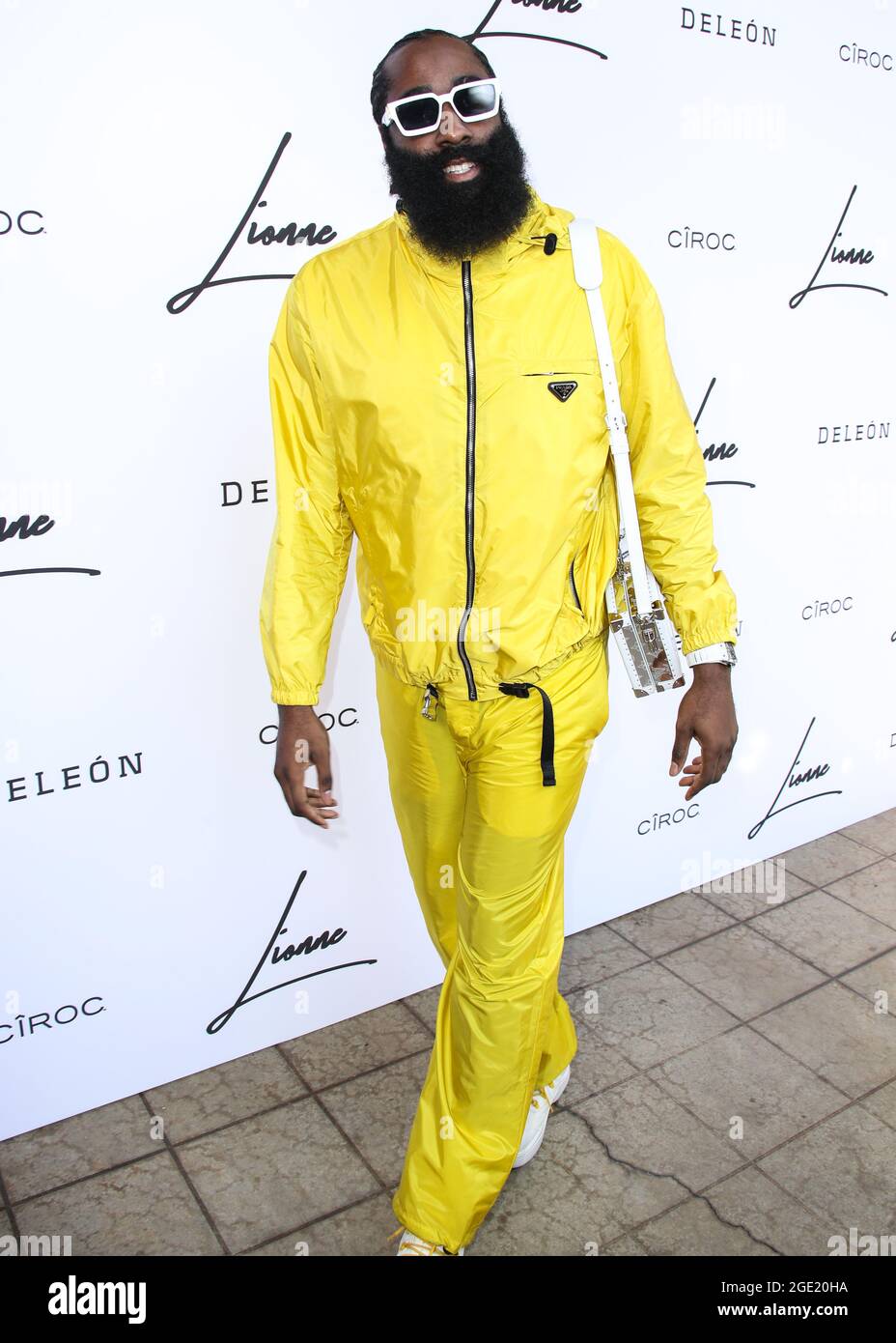 LOS ANGELES, CALIFORNIA, USA - AUGUST 15: American professional basketball  player James Harden arrives at the Lionne Fall/Winter 2021 Fashion Show  held at The Ebell on August 15, 2021 in Los Angeles