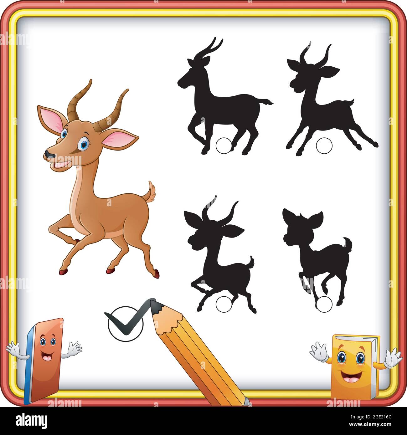 Find the correct shadow. Cartoon funny impala posing. Education Game for Children Stock Vector Image & Art - Alamy Find the correct shadow. Cartoon funny impala posing. Education Game for Children Stock Vector Image & Art - Alamy