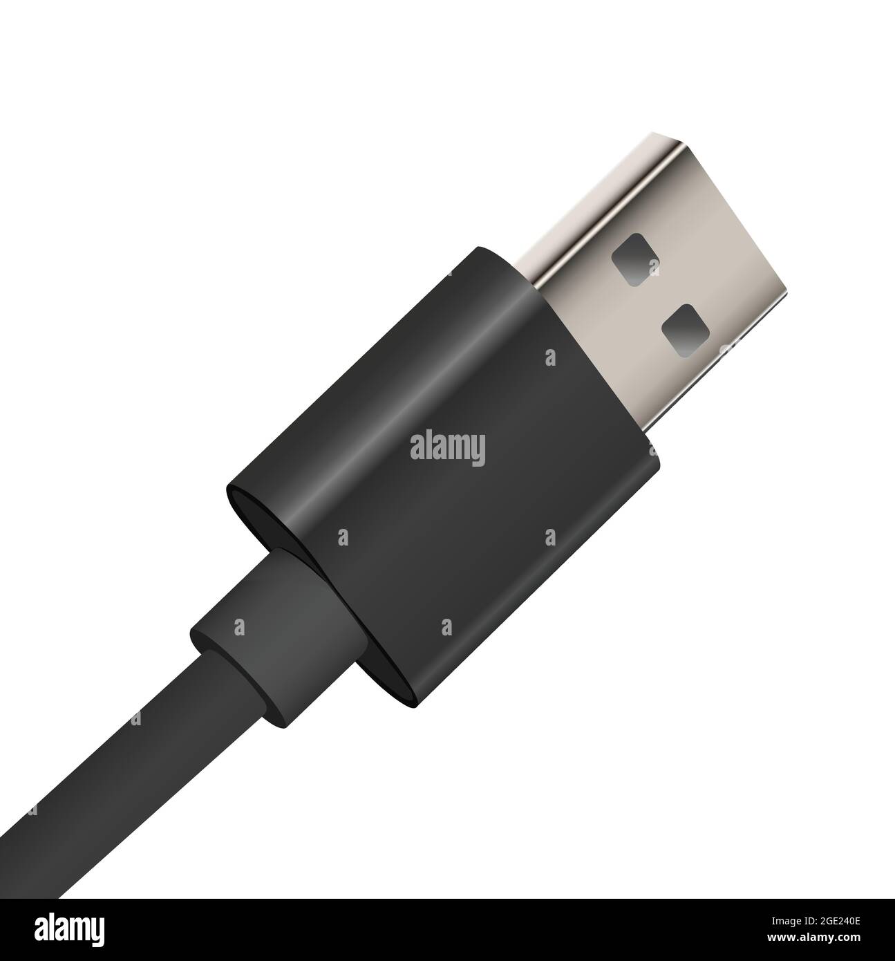 Data transfer cable or charging cable vector isolated. Wired cable