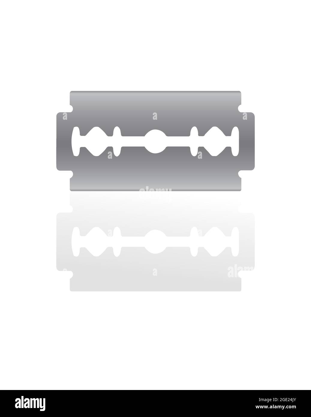 Old razor blade isolated on white background. Sharp stainless blade vector. Stock Vector