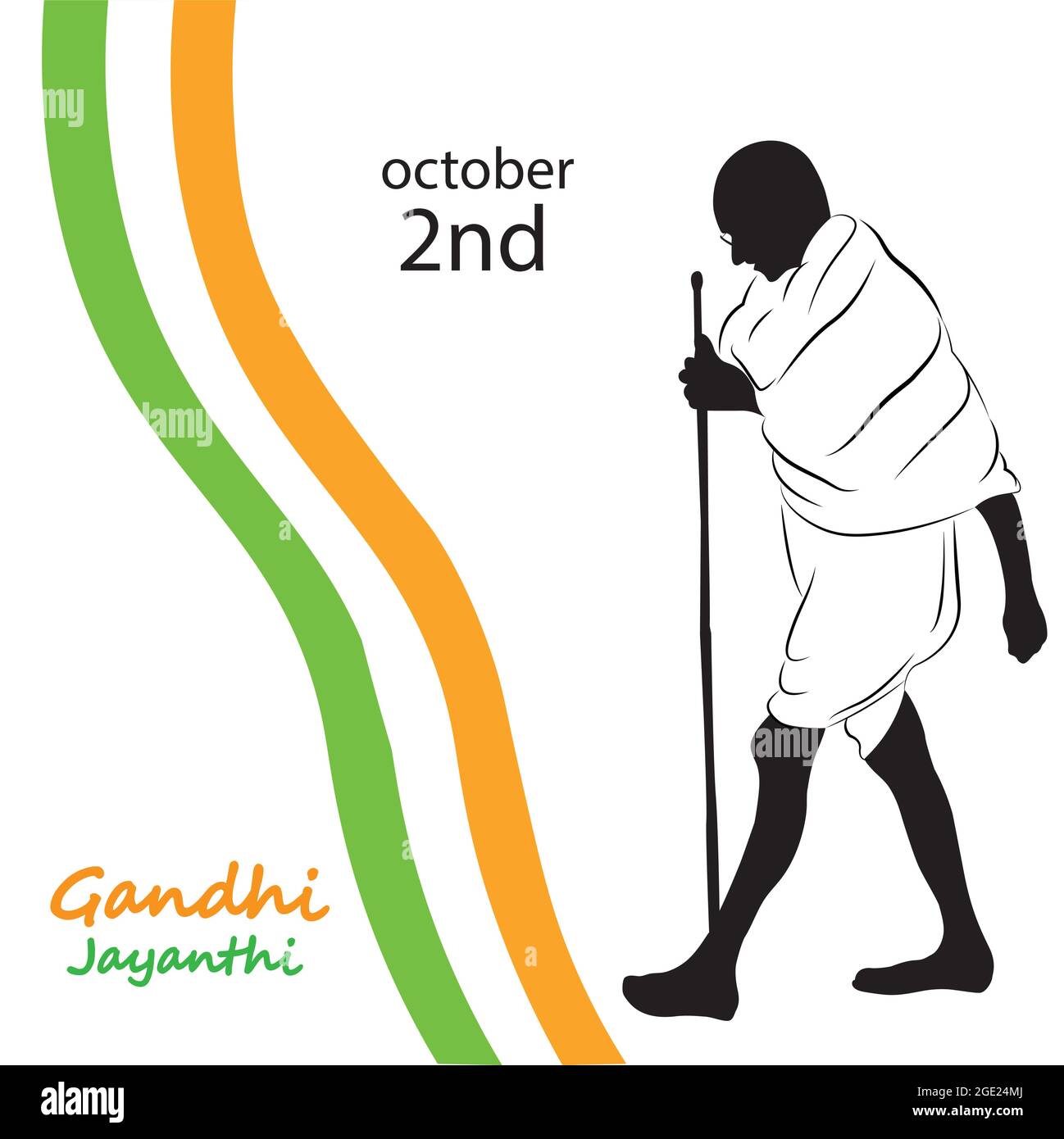 Gandhi Jayanti is a national holiday in India. Mahatma gandhi, great Indian freedom fighter. October 2 Stock Vector