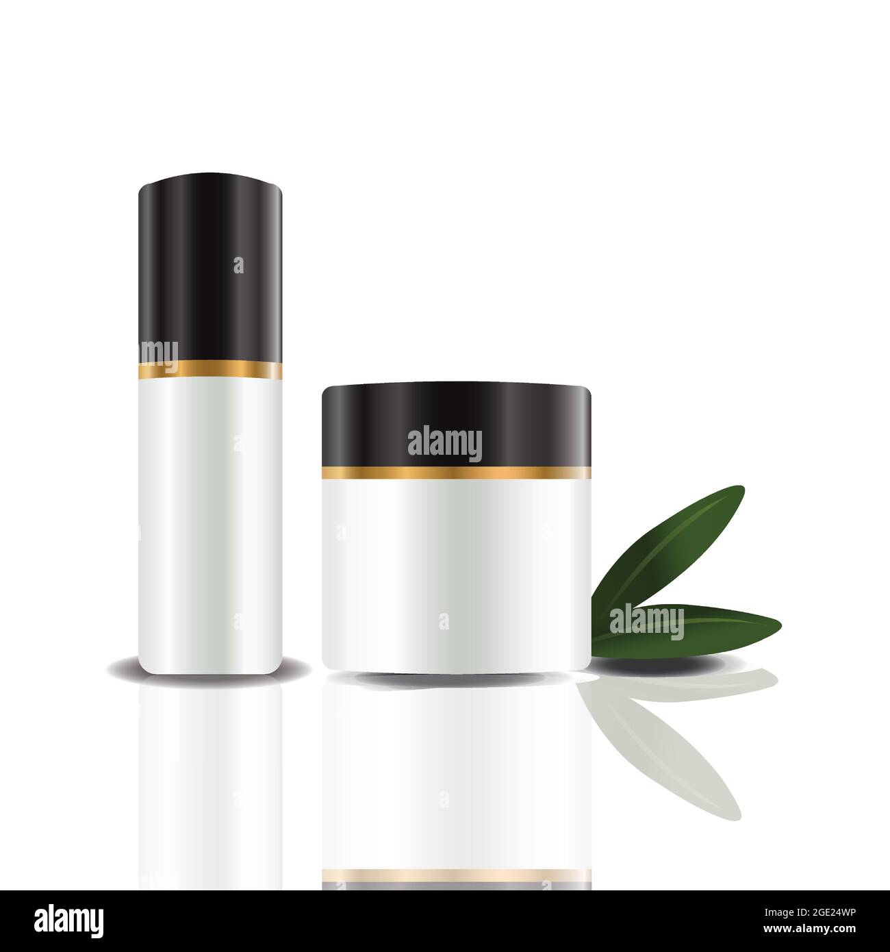 Containers used by makeup artists. Face cream or moisturizer boxes vector isolated. Herbal