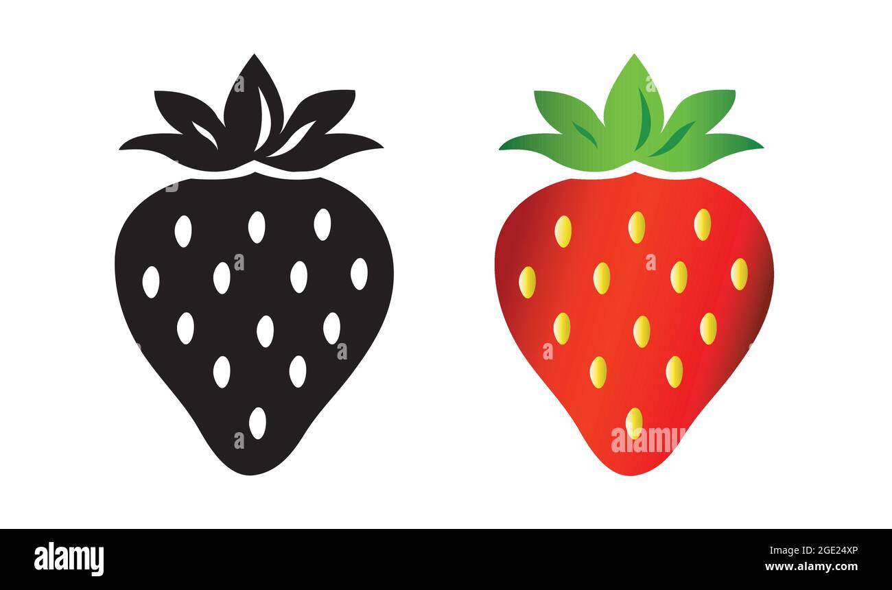 Strawberry icon isolated on white. Tasty and fresh strawberry fruit vector. Stock Vector