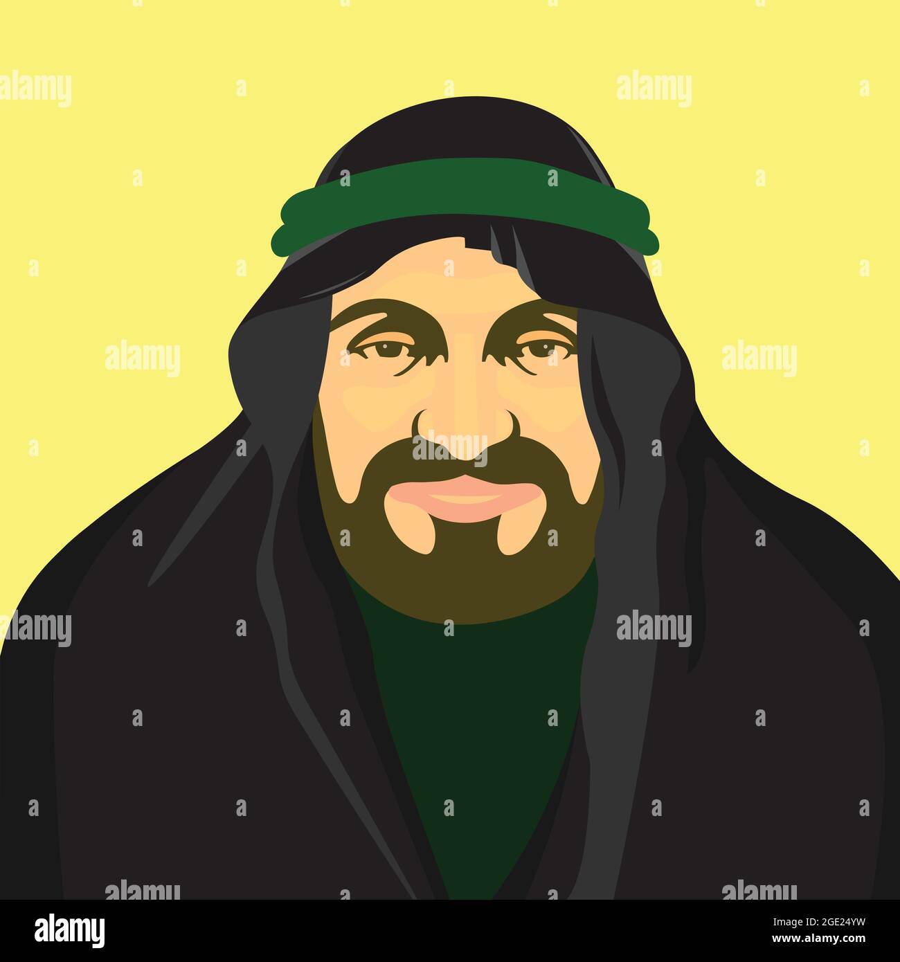 Arabic man portrait. Muslim man with beard vector. Stock Vector