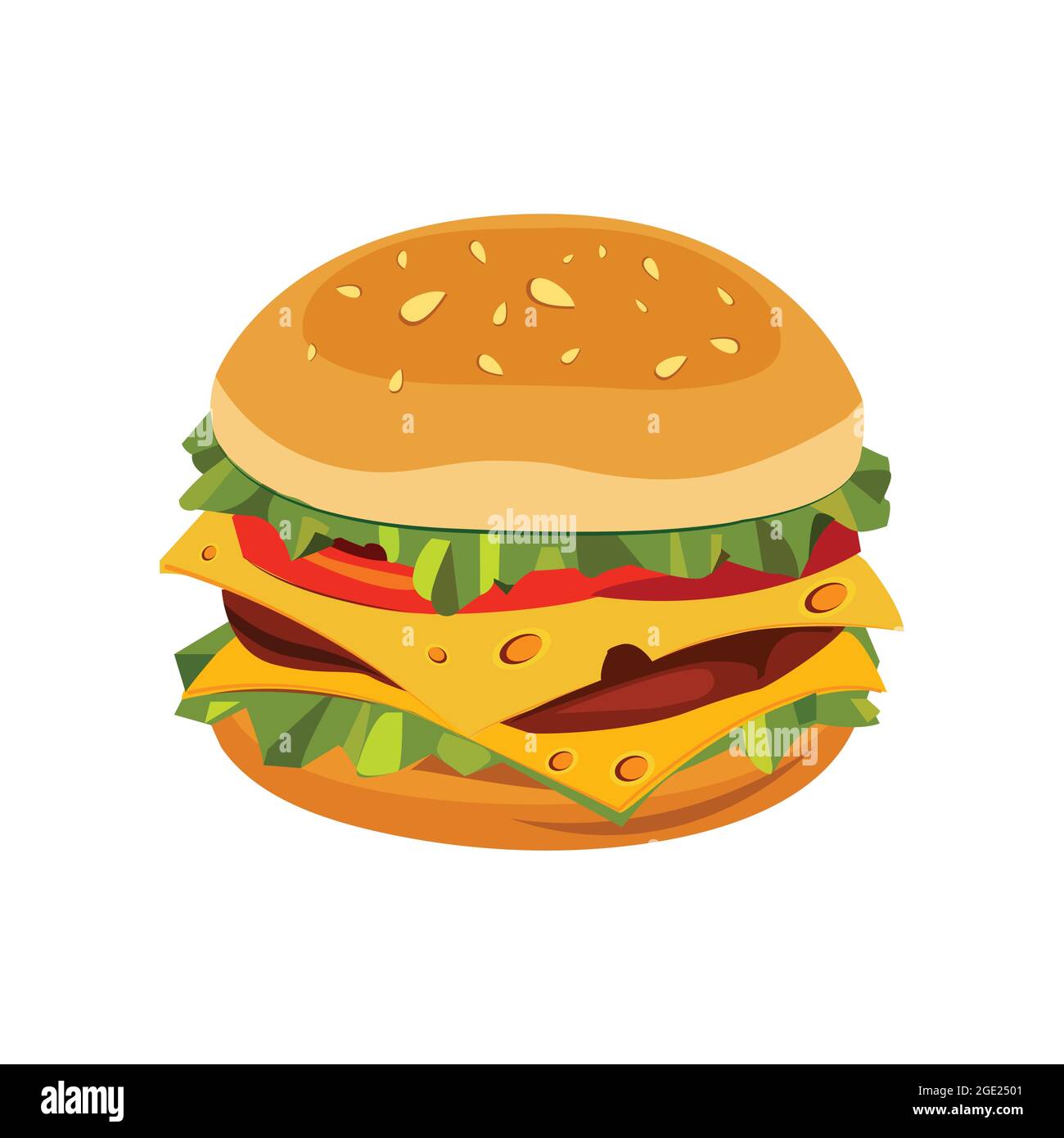 Cheese burger vector isolated on white. Tasty and fresh fast food item Stock Vector Image & Art