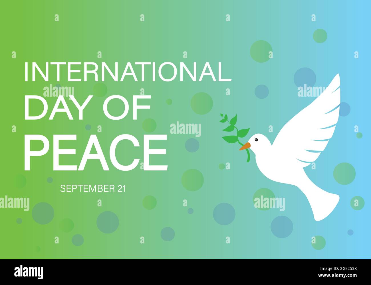International day of peace banner or poster. Flying dove resembles peace. September 21 Stock Vector