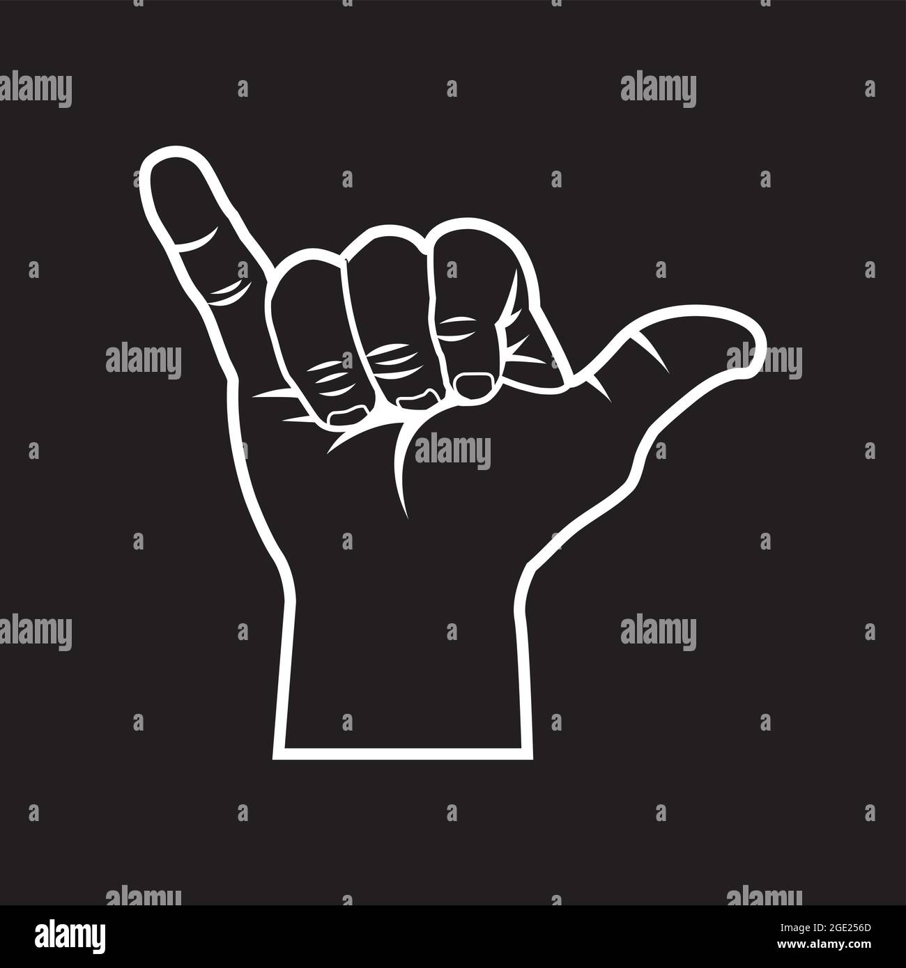 The shaka sign or 'hang loose', the gesture of friendly intent often associated with Hawaii and surf culture. Stock Vector