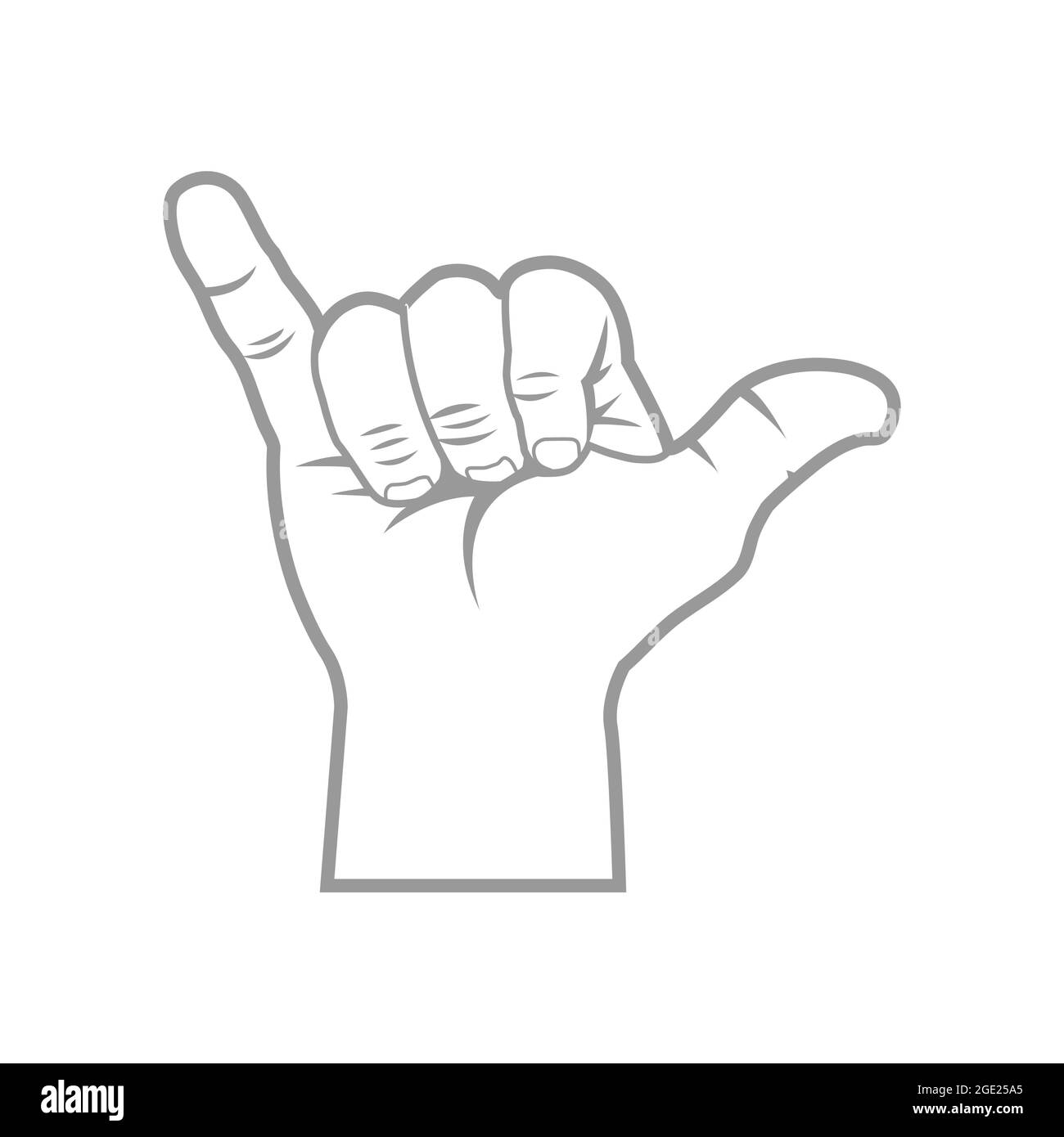 The shaka sign or 'hang loose', the gesture of friendly intent often associated with Hawaii and surf culture. Stock Vector