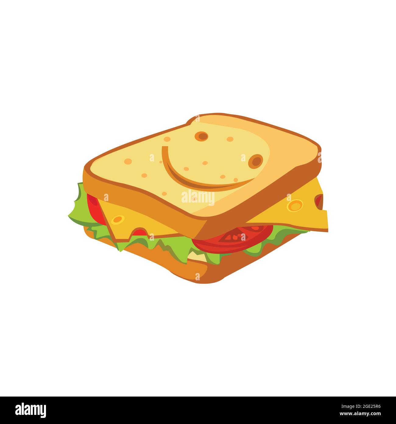 Sandwich with ham, cheese, tomatoes, lettuce, and toasted bread. Tasty sandwich vector isolated. Stock Vector
