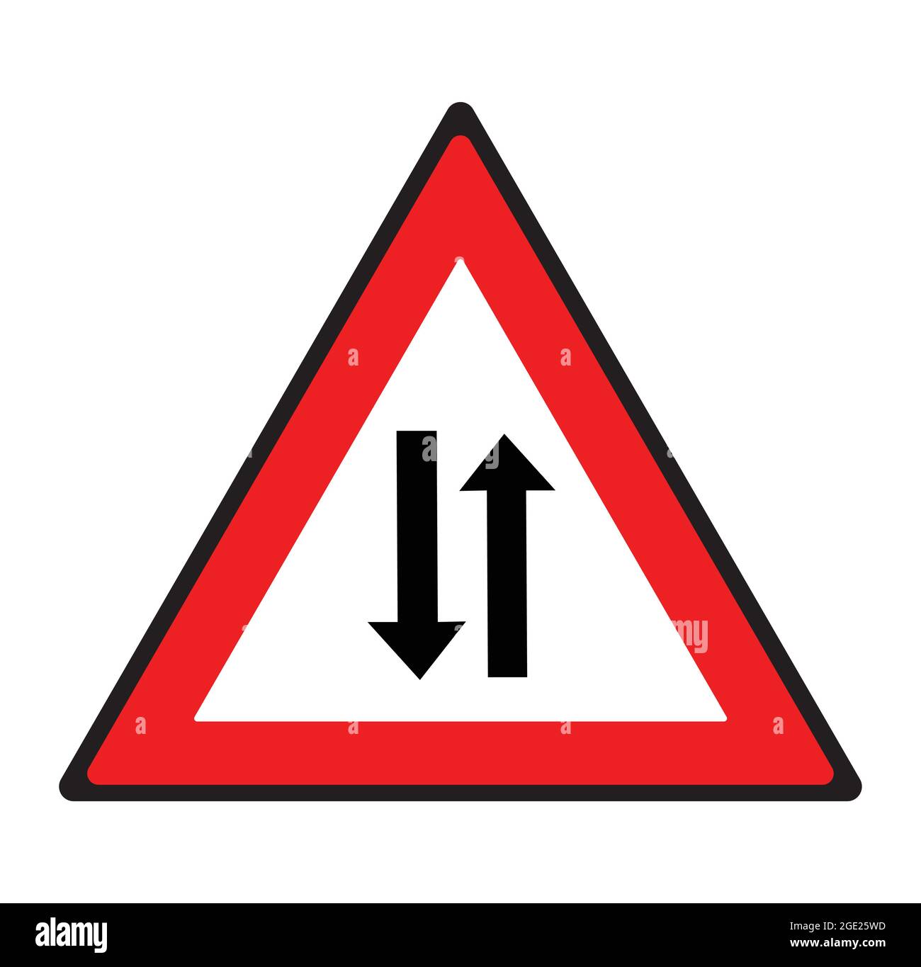 Two way traffic road sign. Safety symbol. Stock Vector