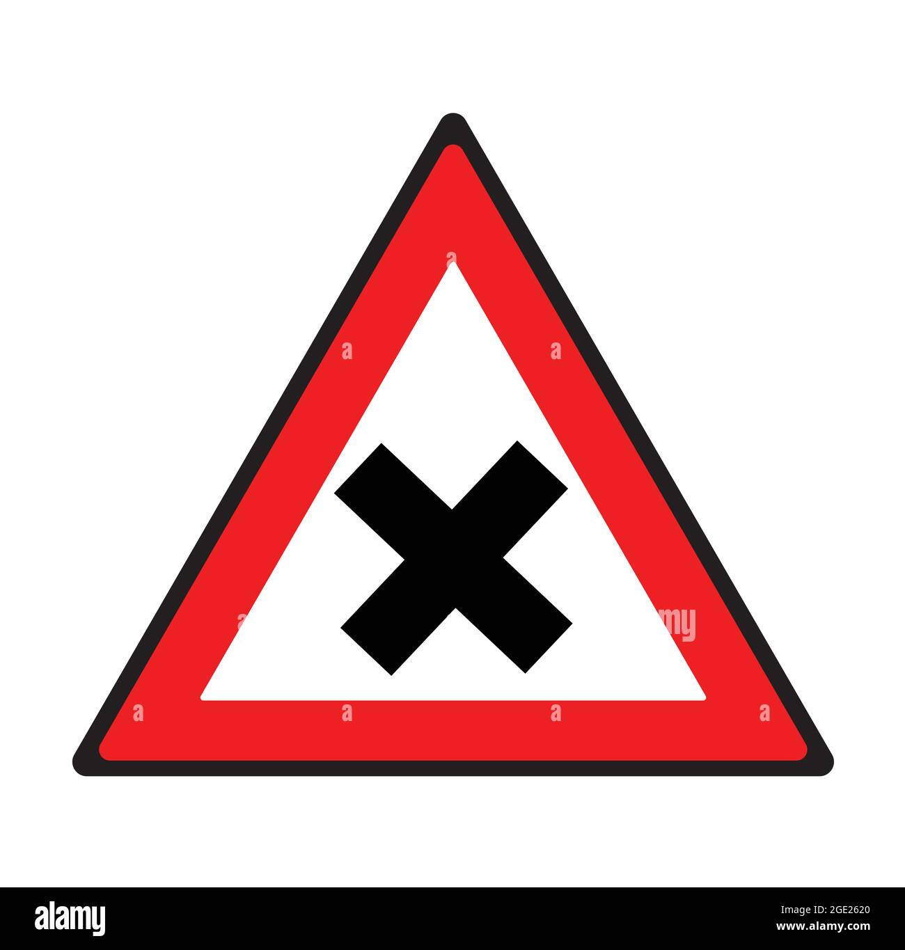 Cross or danger road sign. Safety symbol. Stock Vector