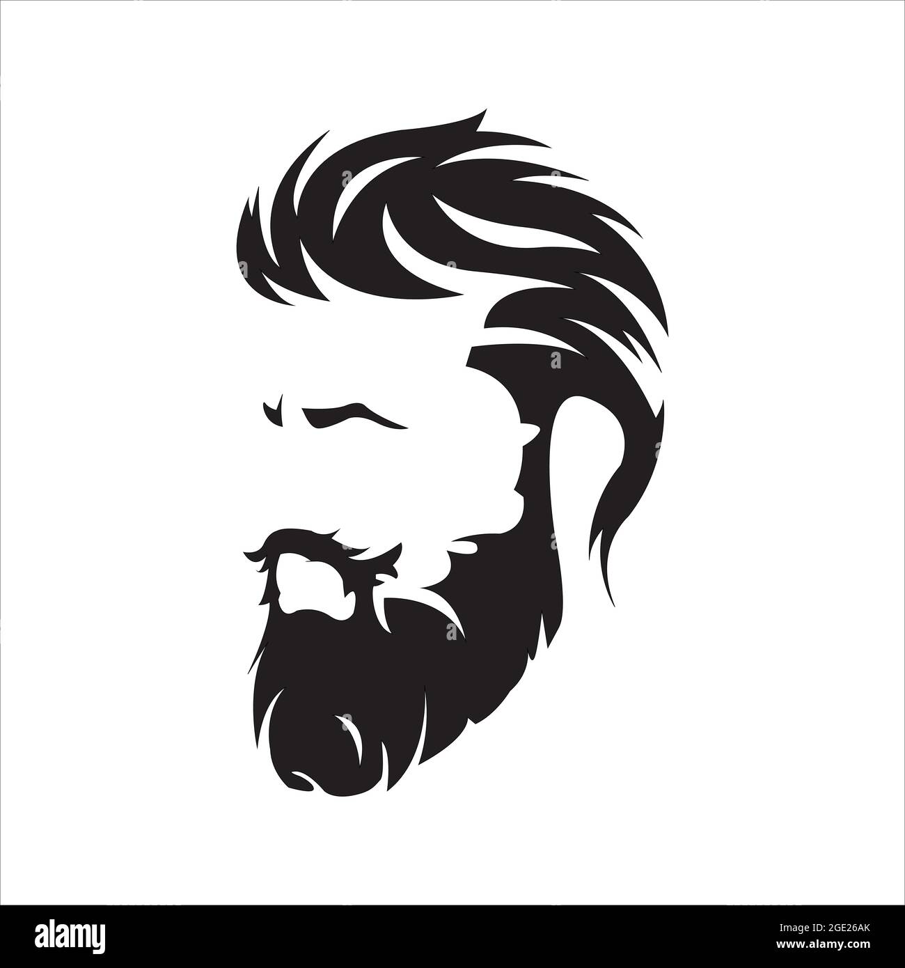 Fashion silhouette hipster style vector illustration. Men hairstyle, haircut  with beard and mustache. Men barbershop or salon icon Stock Vector Image &  Art - Alamy