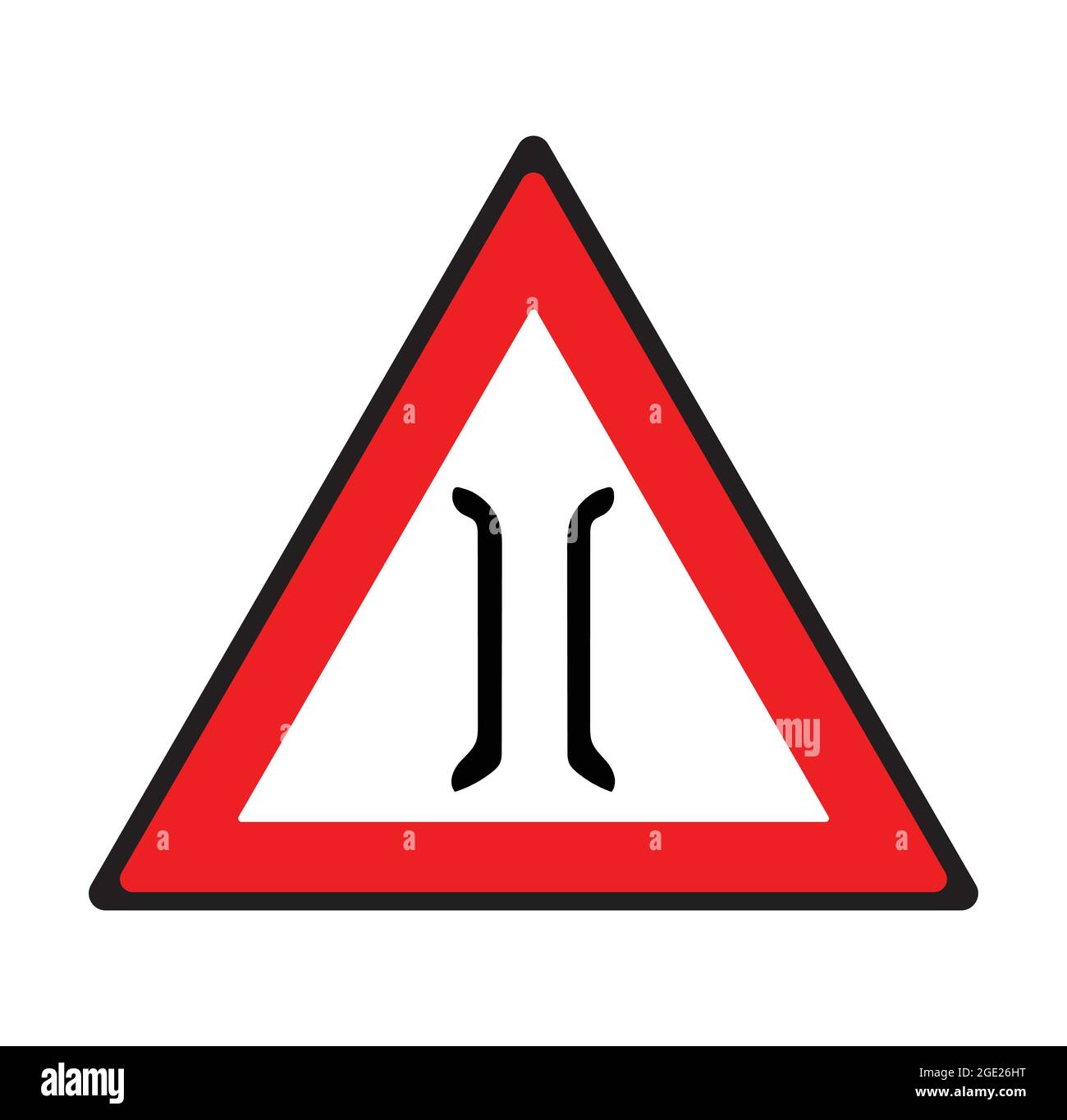 Narrow bridge road sign. Safety symbol. Stock Vector