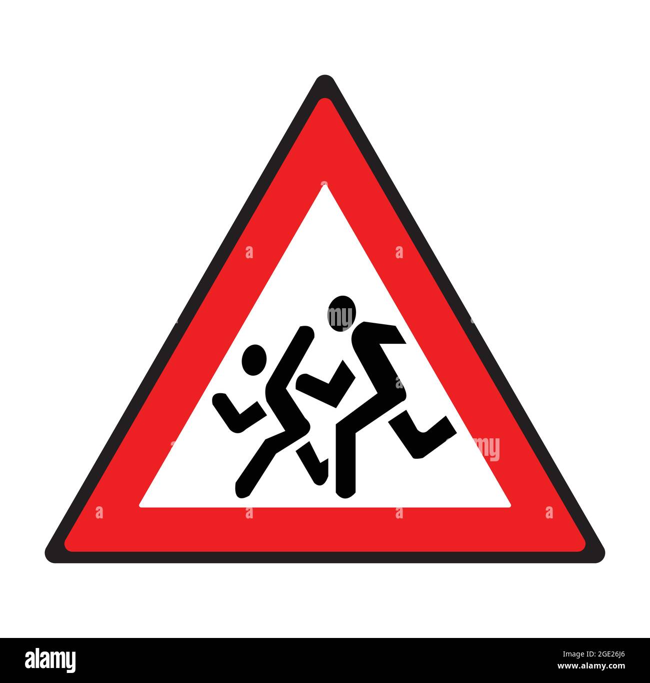 Children passing by road sign. Safety symbol. Stock Vector