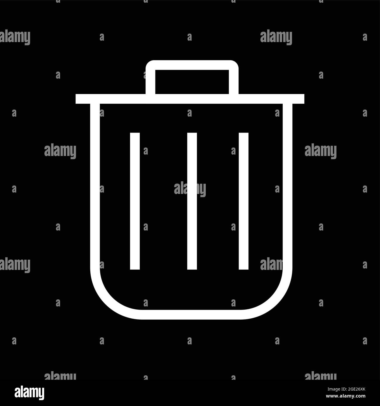 Trash can icon vector. Delete sign isolated on black background. Stock Vector