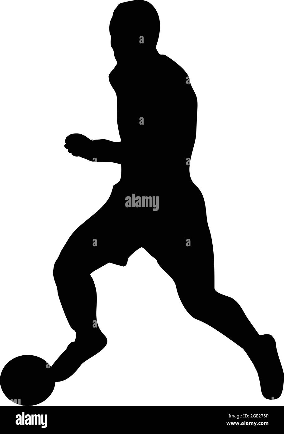 Football or soccer player silhouette. Player kicking ball isolated. Stock Vector