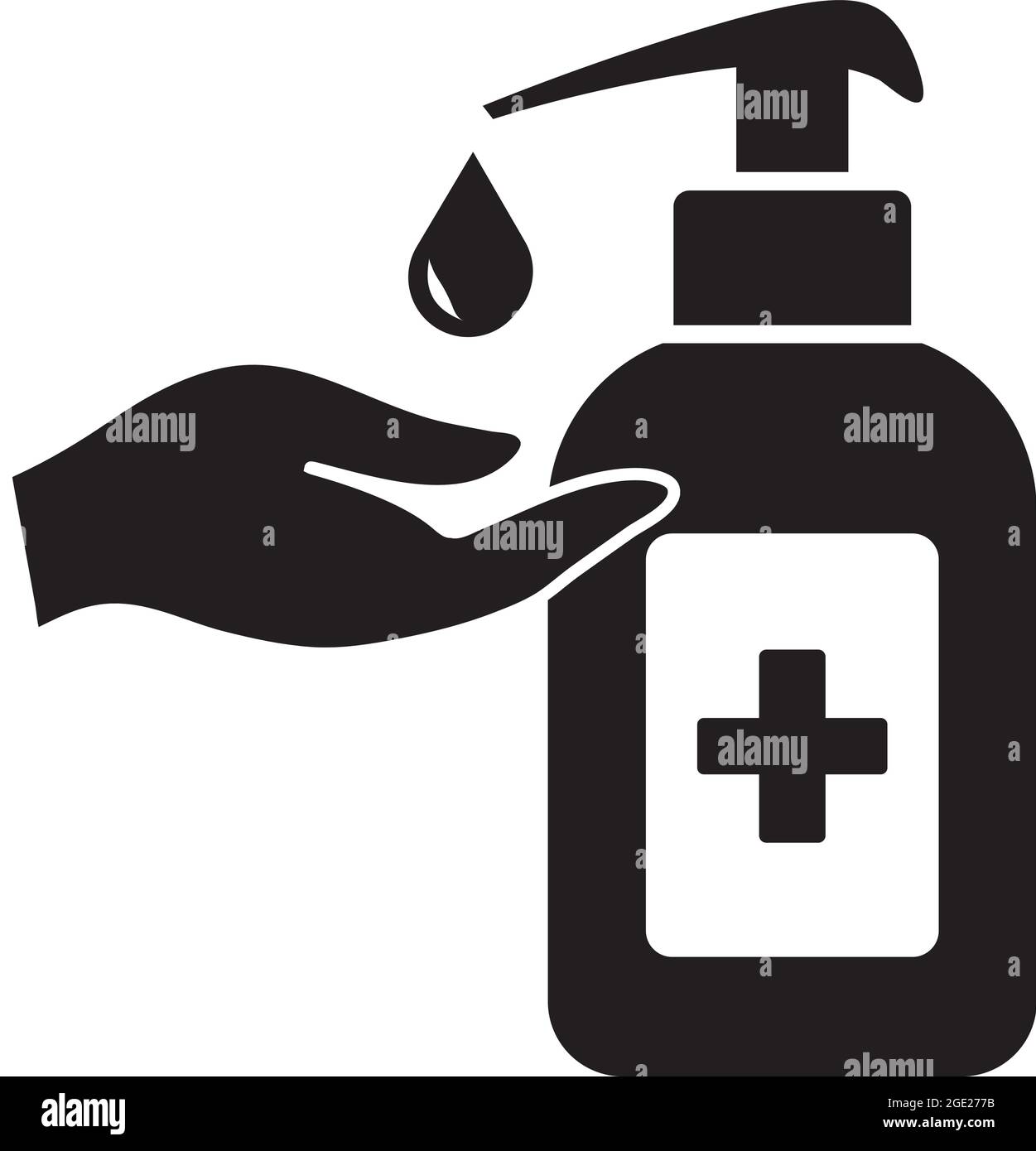 Medicated hand sanitizer or liquid hand wash bottle icon vector isolated on white background. Stock Vector
