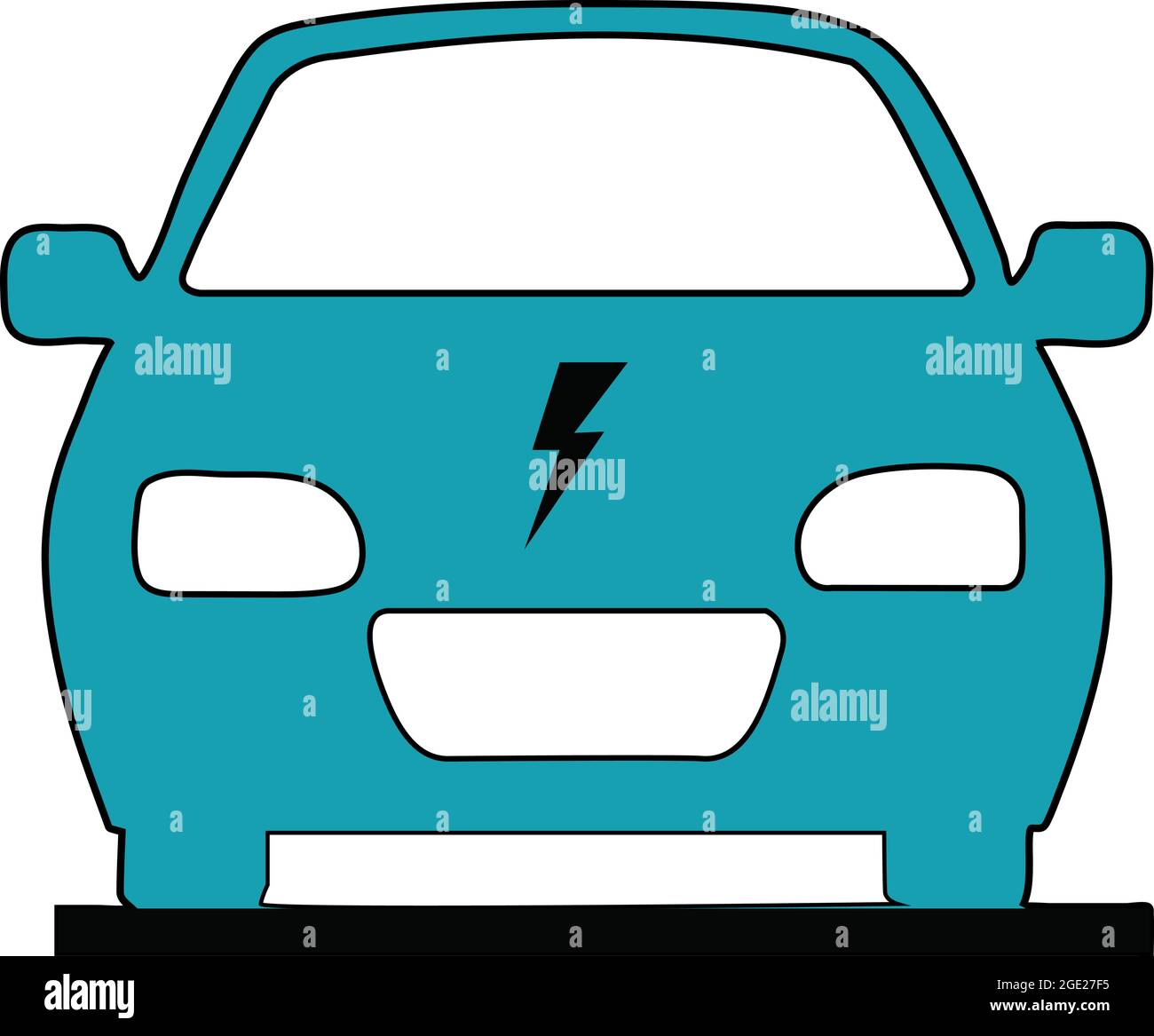 Electric car icon. Electrical automobile with current shock symbol. Eco friendly electro family vehicle concept. Stock Vector