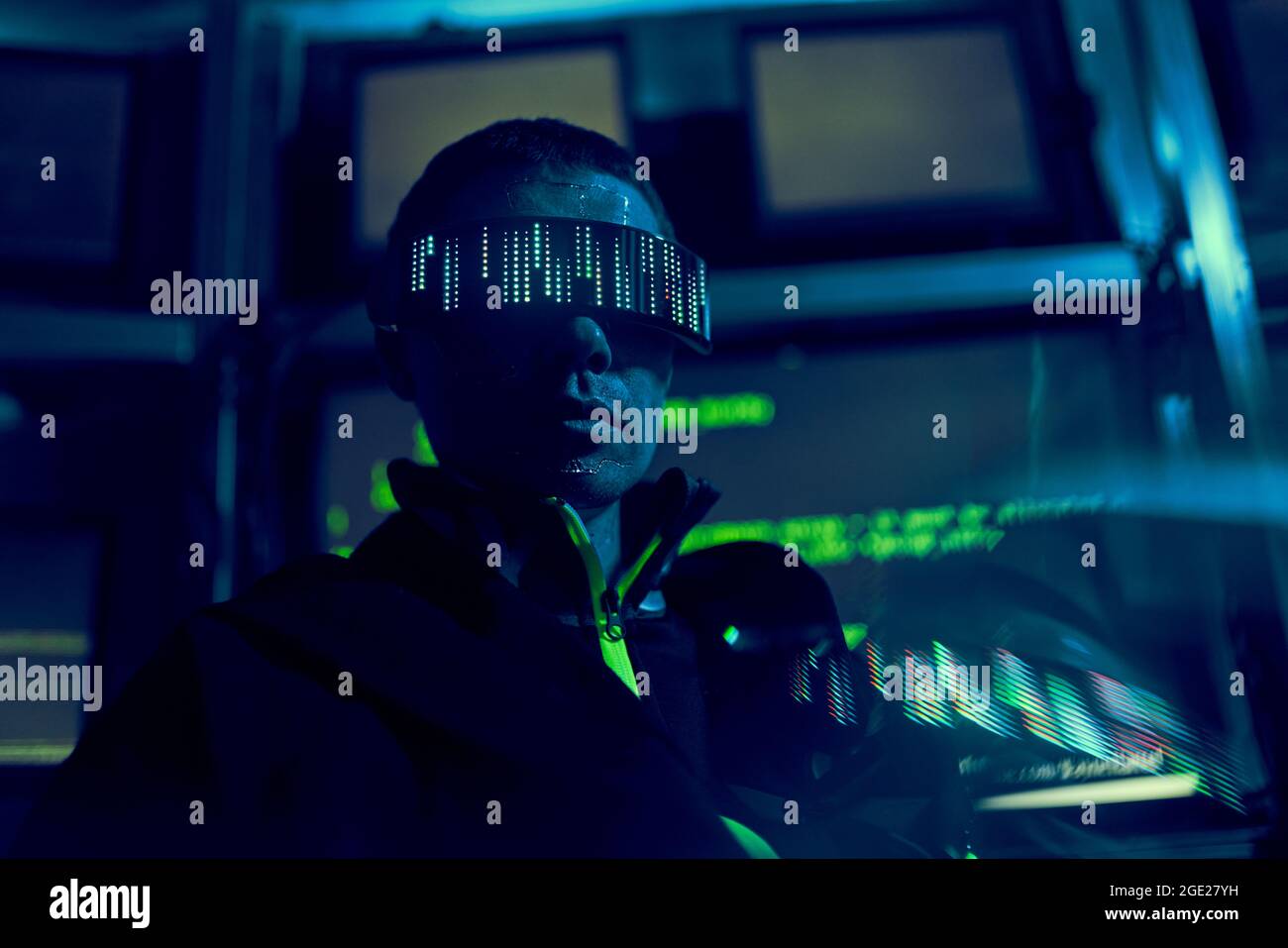 Cyber hacker breaks into databases to obtain information using a computer. Cybercrime and data security concept. Stock Photo