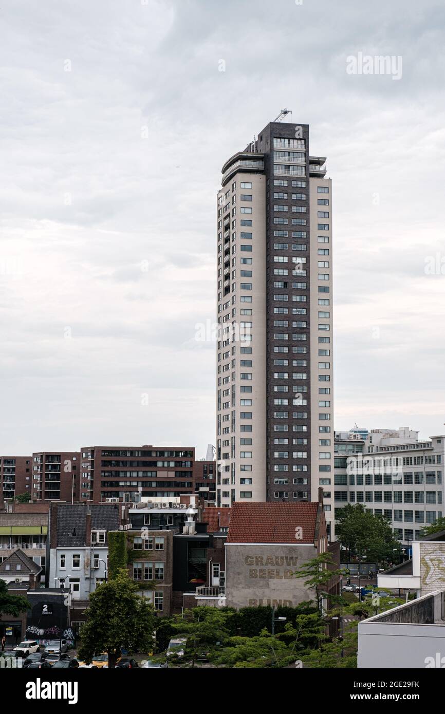 View of skyscraper de Regent in Eindhoven from rooftop Stock Photo