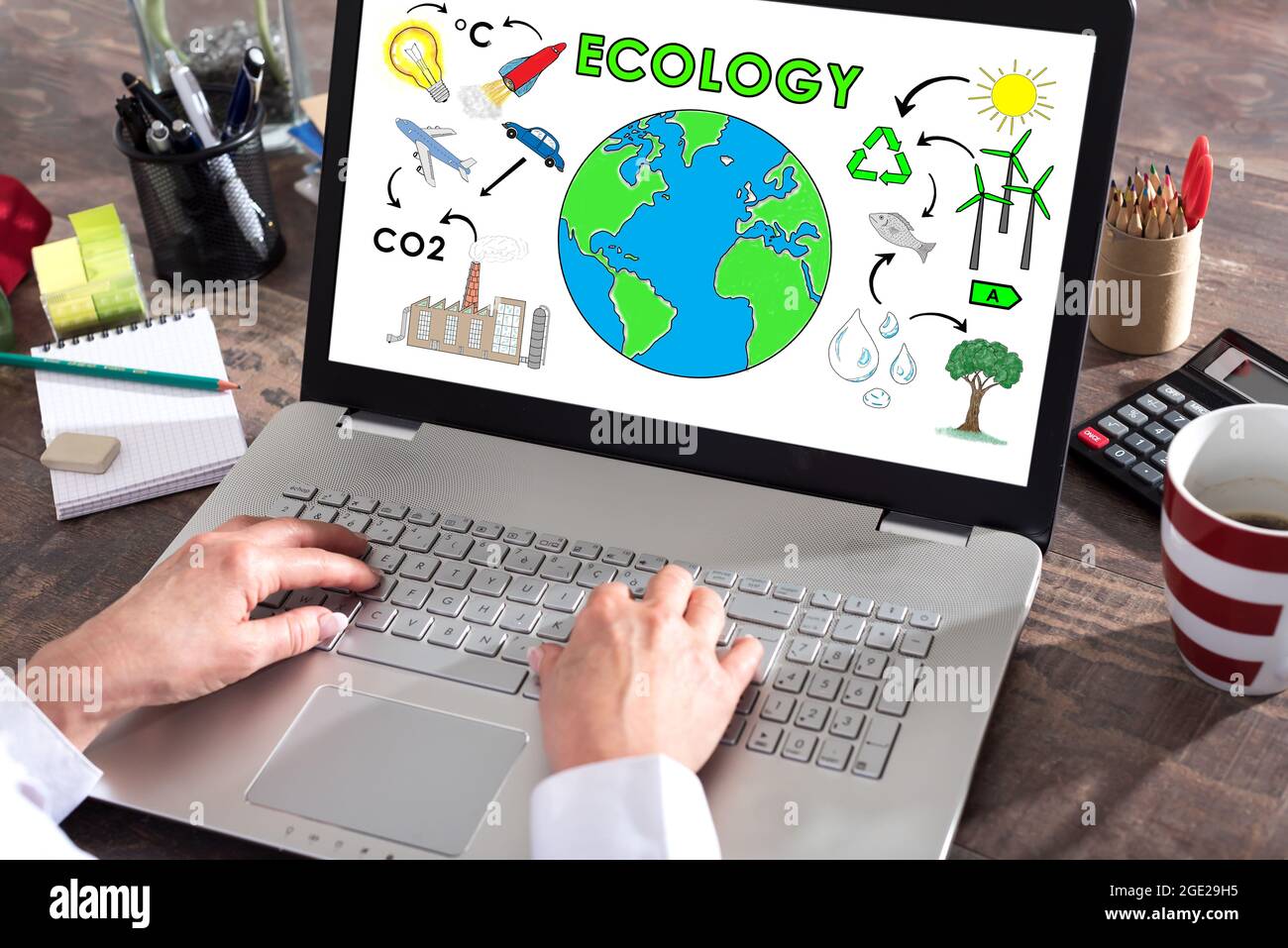Ecology concept shown on a laptop screen Stock Photo