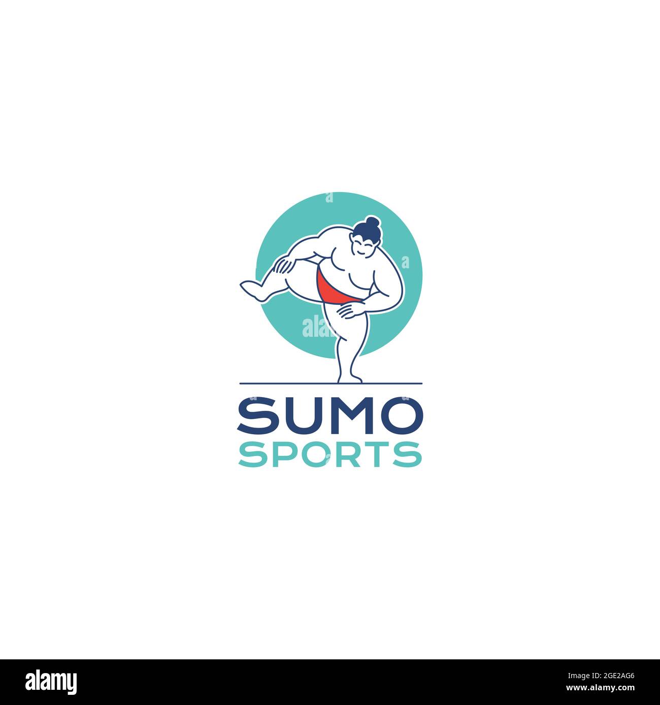 Sumo wrestler Logo. Fat, overweight man. Japanese Traditional sport logo design inspiration Stock Vector