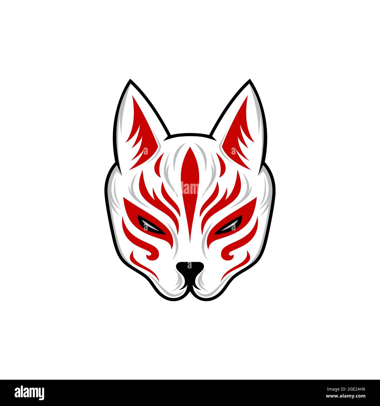 kitsune mask illustration, Japanese traditional mask, kitsune, kabuki