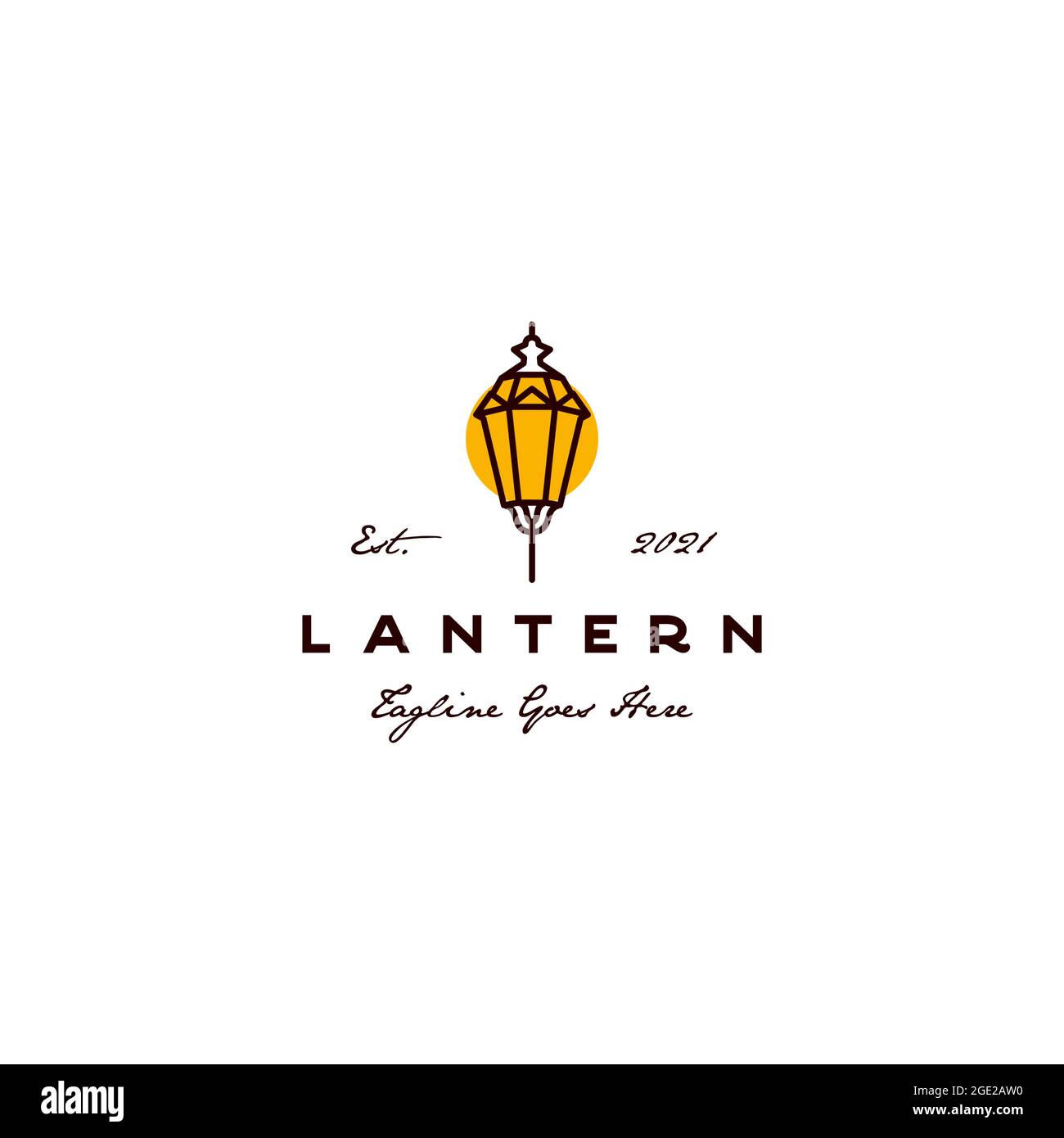 Line art Lantern logo design vector Stock Vector