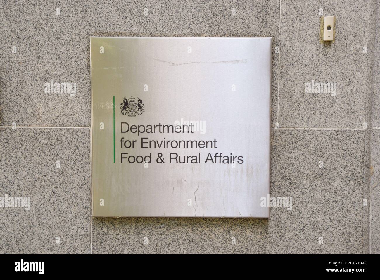 Department for Environment Food and Rural Affairs (Defra), building sign, London, United Kingdom 2021. Stock Photo