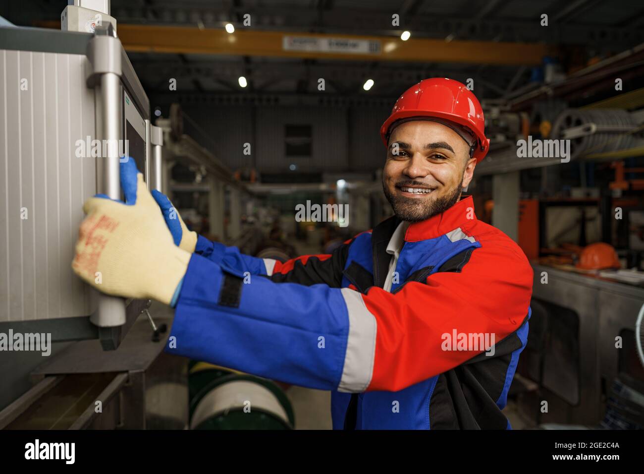 Portrait of a smiling handsome african american factory worker Stock ...
