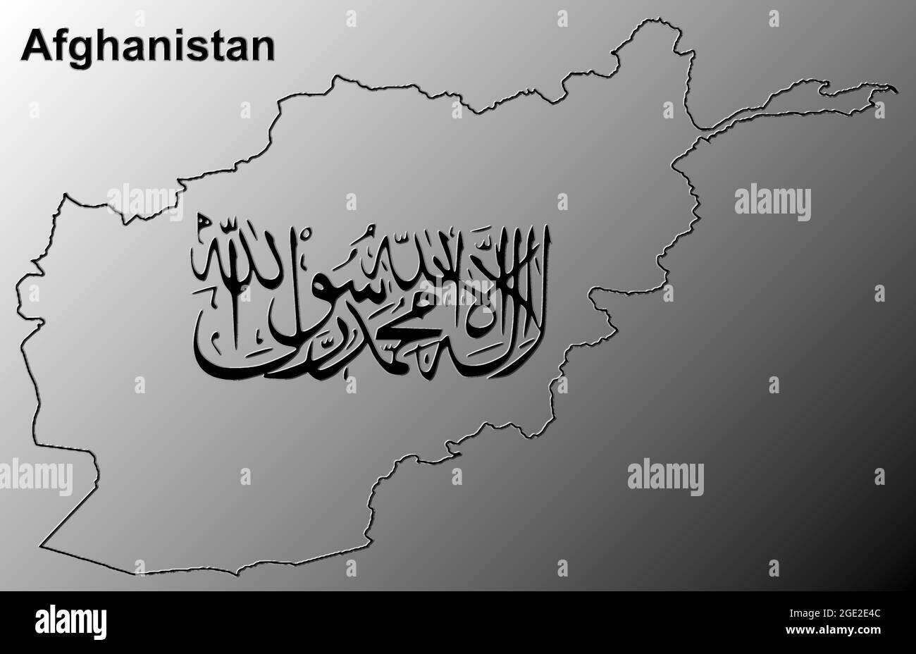 Map of Afghanistan with Taliban Flag Stock Photo