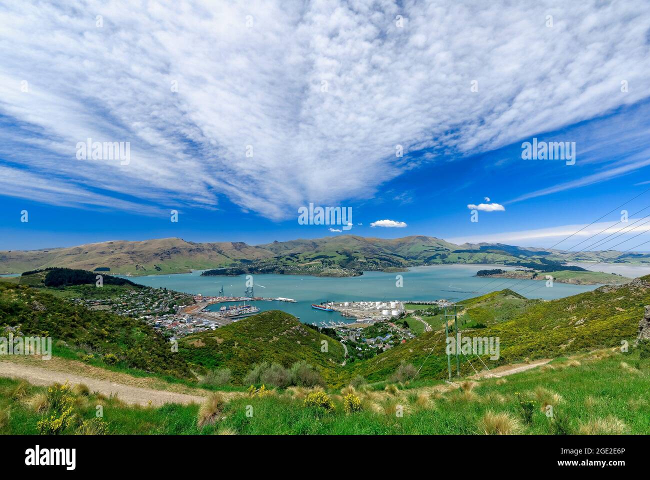 Lyttelton Harbour and Port, South Island New Zealand Stock Photo Alamy